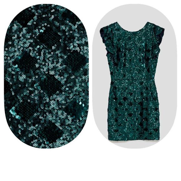 Zara Green Sequin Mini Dress - Picture 6 of 15